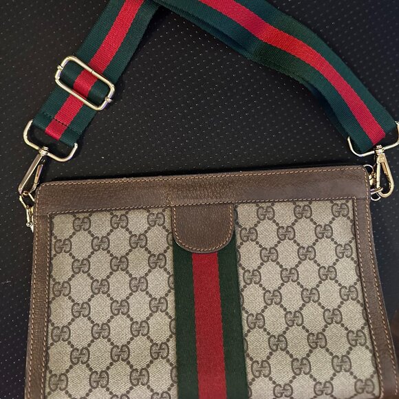 Gucci Vintage Sherry Line Red/gGreen Web Converted Clutch bag . - Picture 1 of 13